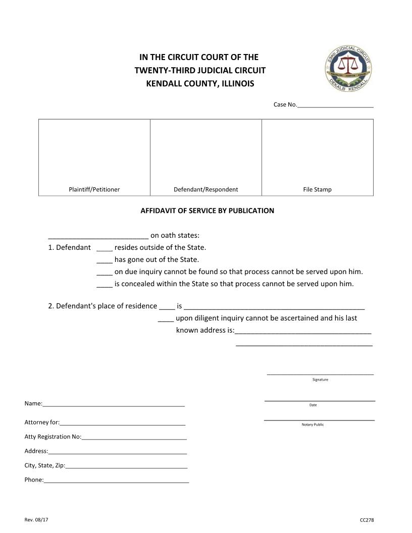 Affidavit Of Service By Publication | Pdf Fpdf Docx | Illinois