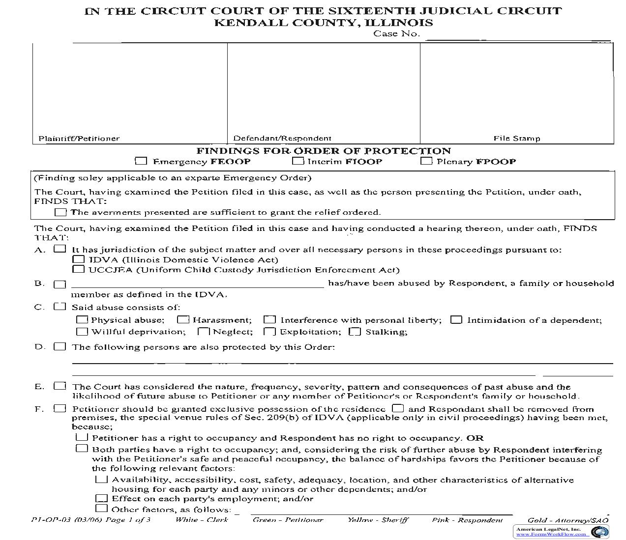 Findings For Order Of Protection | Pdf Fpdf Doc Docx | Illinois