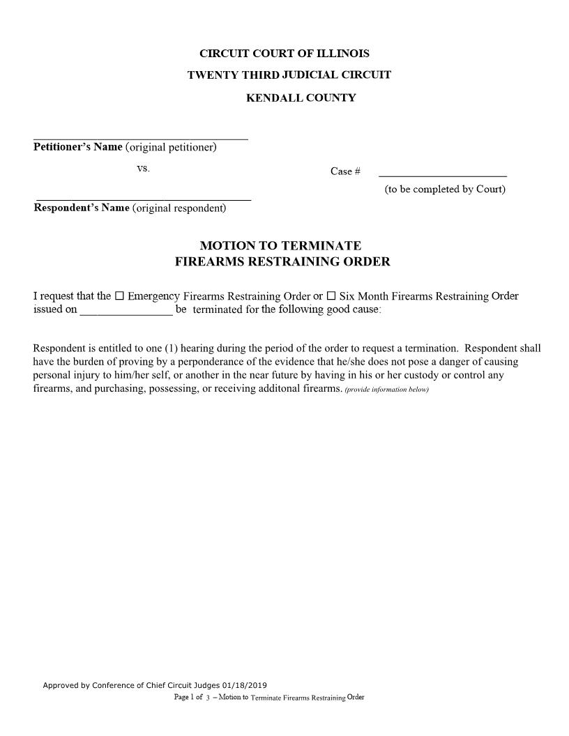 Motion To Terminate Firearms Restraining Order | Pdf Fpdf Docx | Illinois