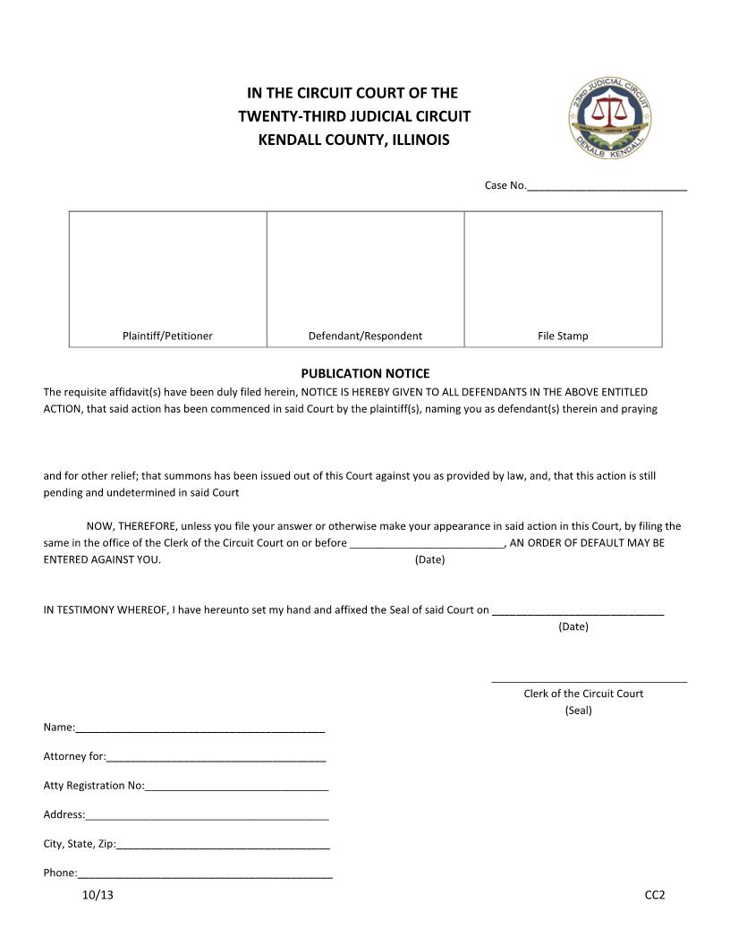 Publication Notice {CC2} | Pdf Fpdf Docx | Illinois