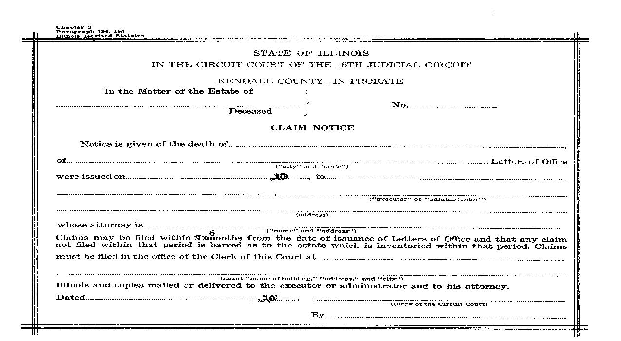 Claim Notice | Pdf Fpdf Doc Docx | Illinois