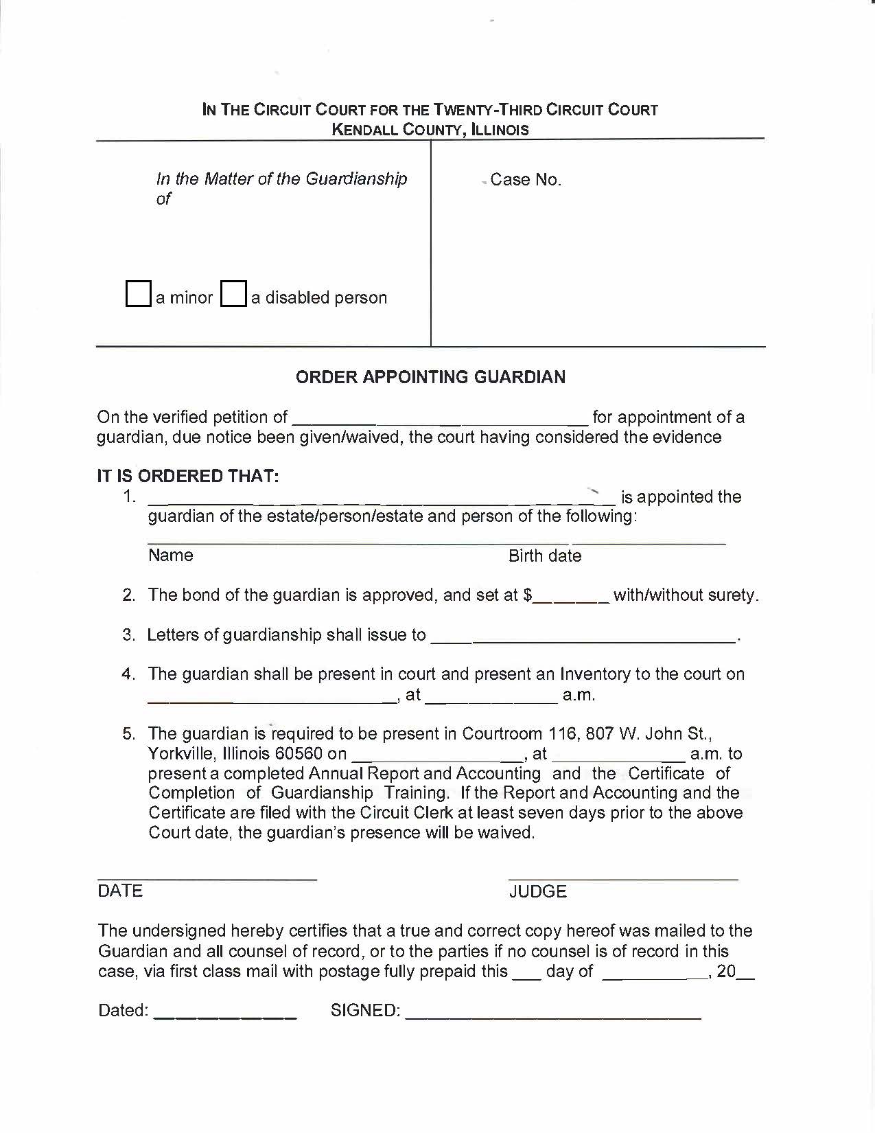 Order Appointing Guardian | Pdf Fpdf Doc Docx | Illinois