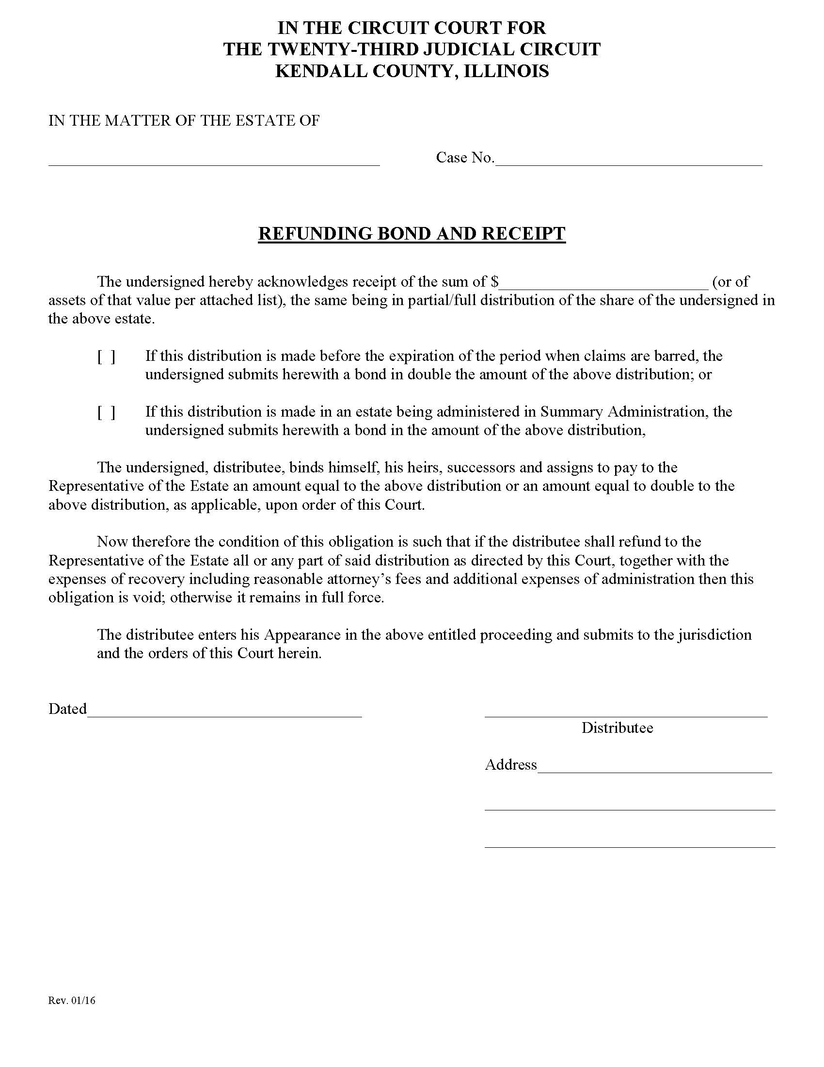 Refunding Bond And Receipt | Pdf Fpdf Doc Docx | Illinois