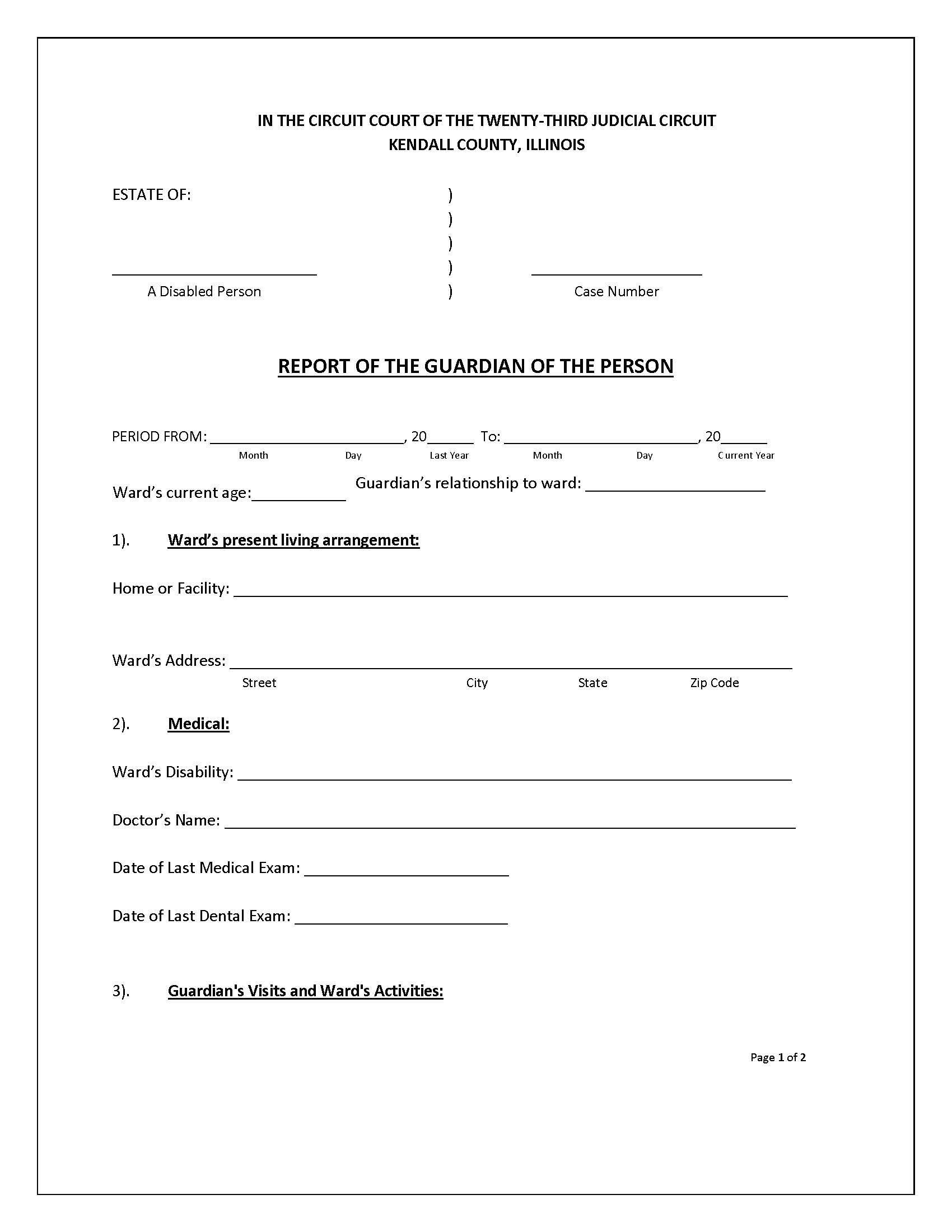 Report Of The Guardian Of The Person (Disabled) | Pdf Fpdf Docx | Illinois