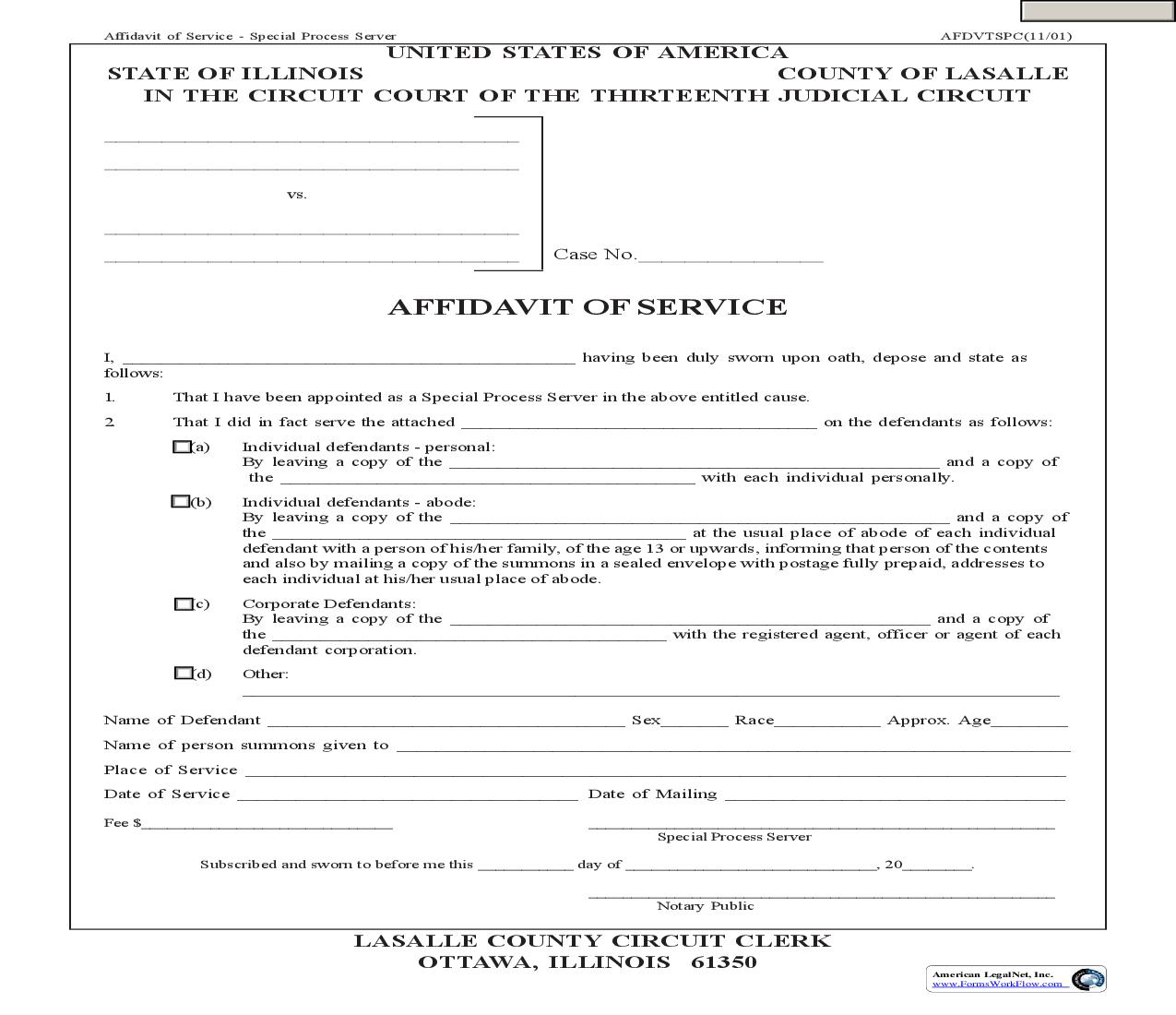 Affidavit Of Service - Special Process Server | Pdf Fpdf Doc Docx | Illinois
