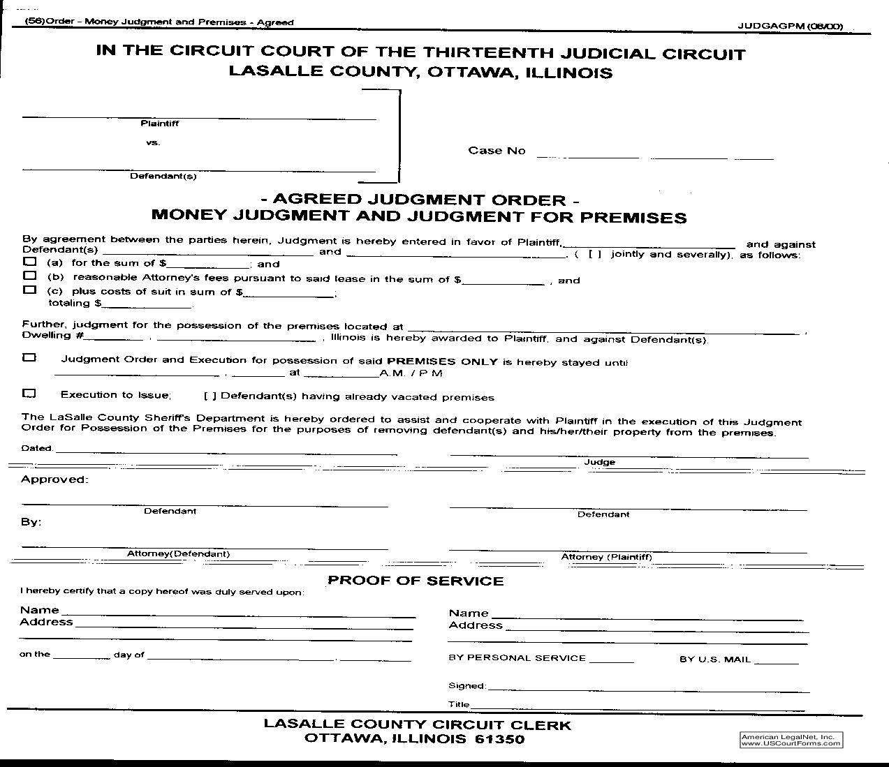 Agreed Judgment Order - Money Judgment And Judgment For Premises {56} | Pdf Fpdf Doc Docx | Illinois