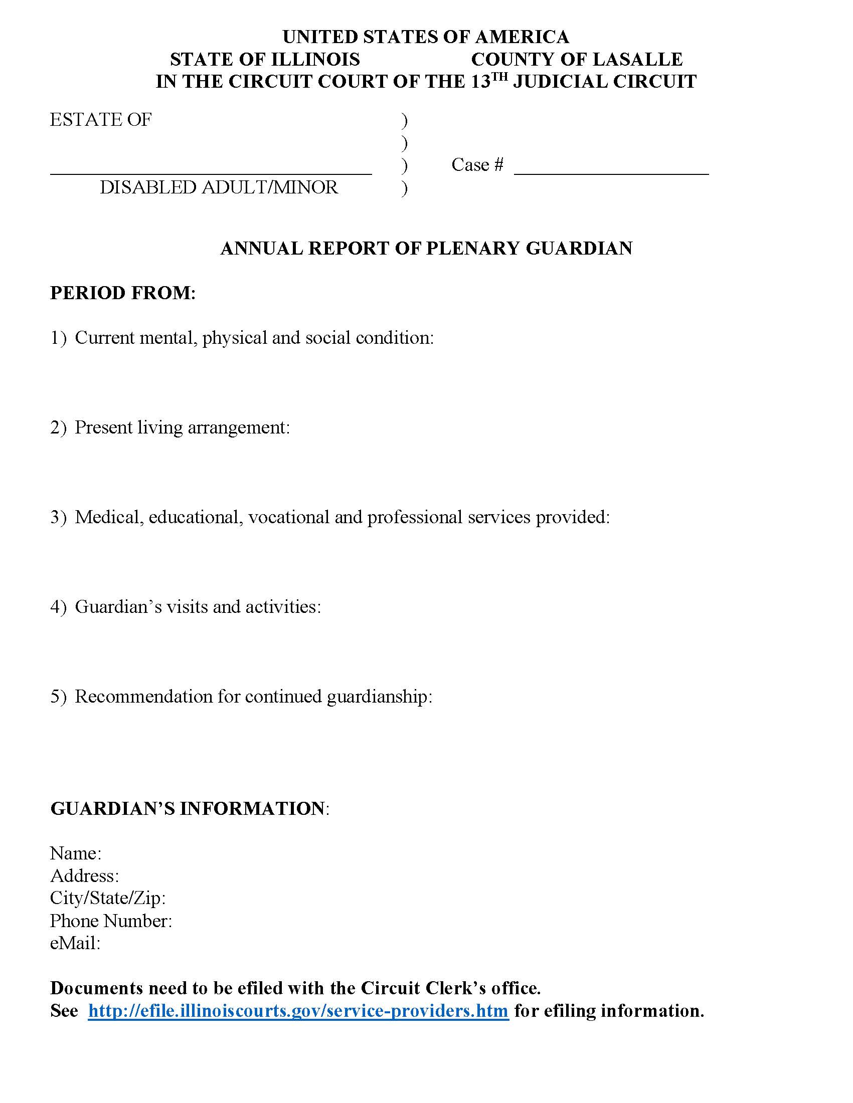 Annual Report Of Plenary Guardian | Pdf Fpdf Docx | Illinois