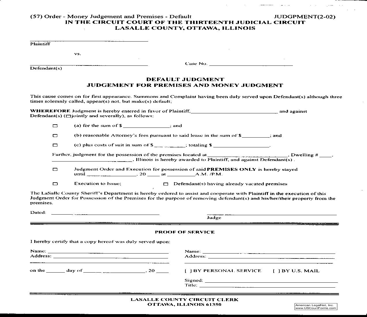 Default Judgment - Judgment For Premises And Money Judgment {57} | Pdf Fpdf Doc Docx | Illinois
