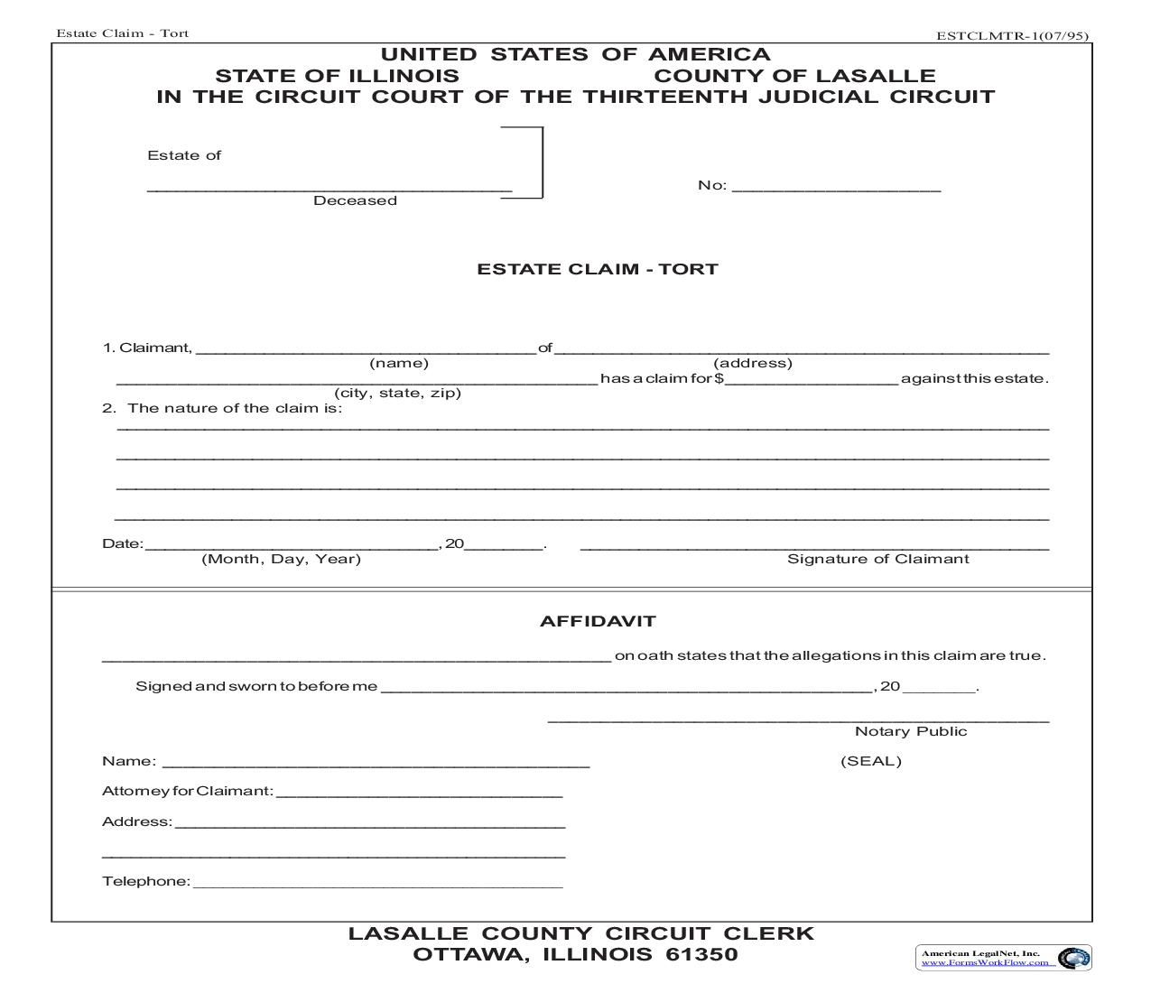 Estate Claim - Tort | Pdf Fpdf Doc Docx | Illinois