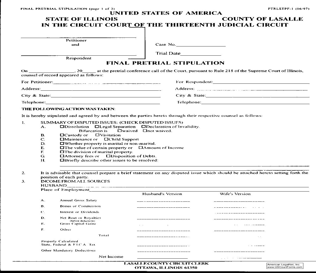 Final Pretrial Stipulation | Pdf Fpdf Doc Docx | Illinois