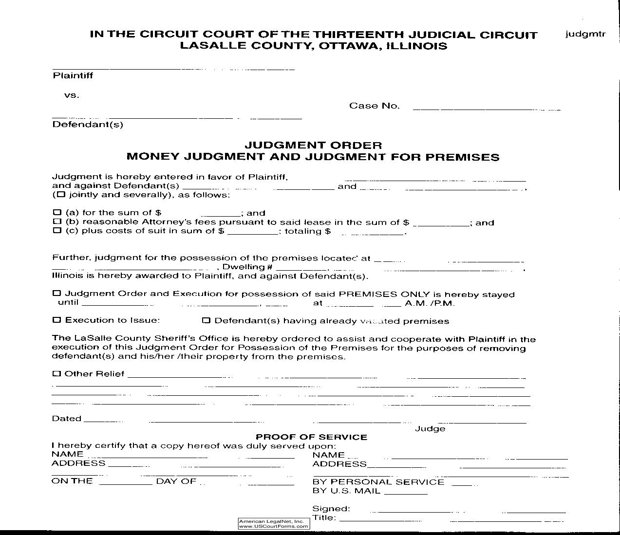 Judgment Order - Money Judgment And Judgment For Premises {58} | Pdf Fpdf Doc Docx | Illinois