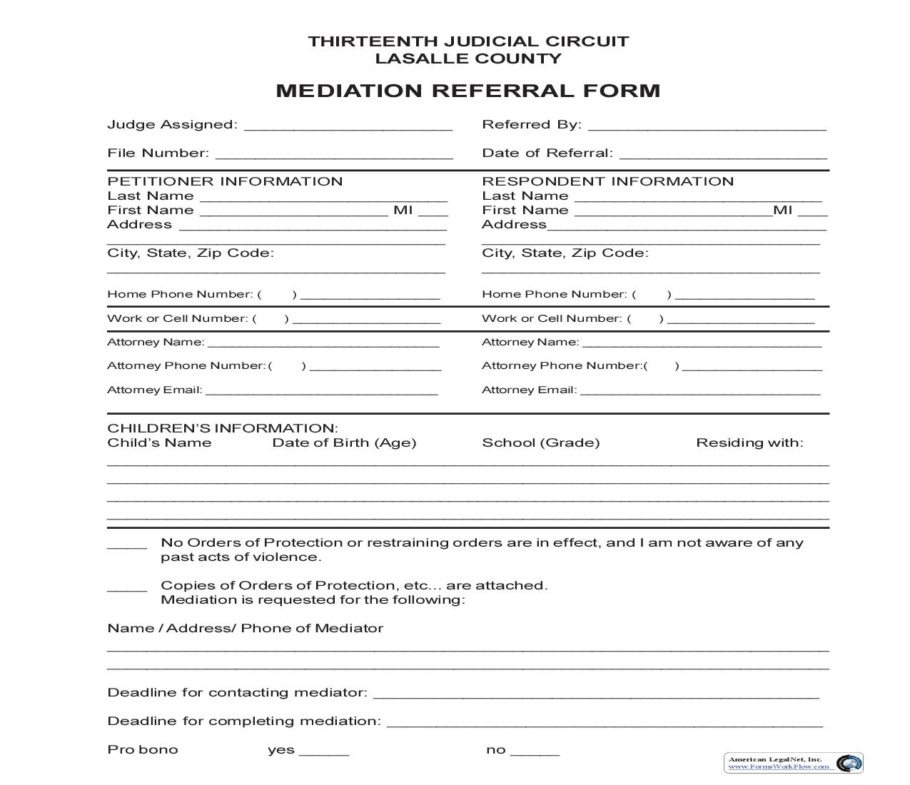 Mediation Referral Form | Pdf Fpdf Doc Docx | Illinois