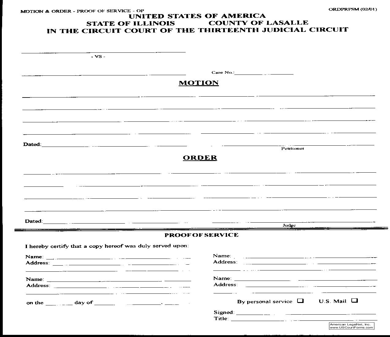 Motion And Order - Proof Of Service | Pdf Fpdf Doc Docx | Illinois