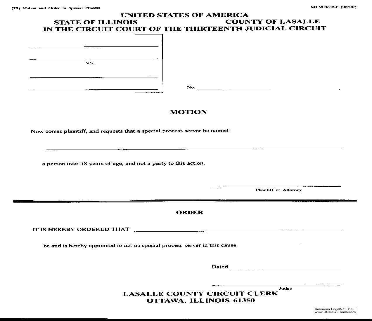 Motion And Order In Special Process | Pdf Fpdf Doc Docx | Illinois