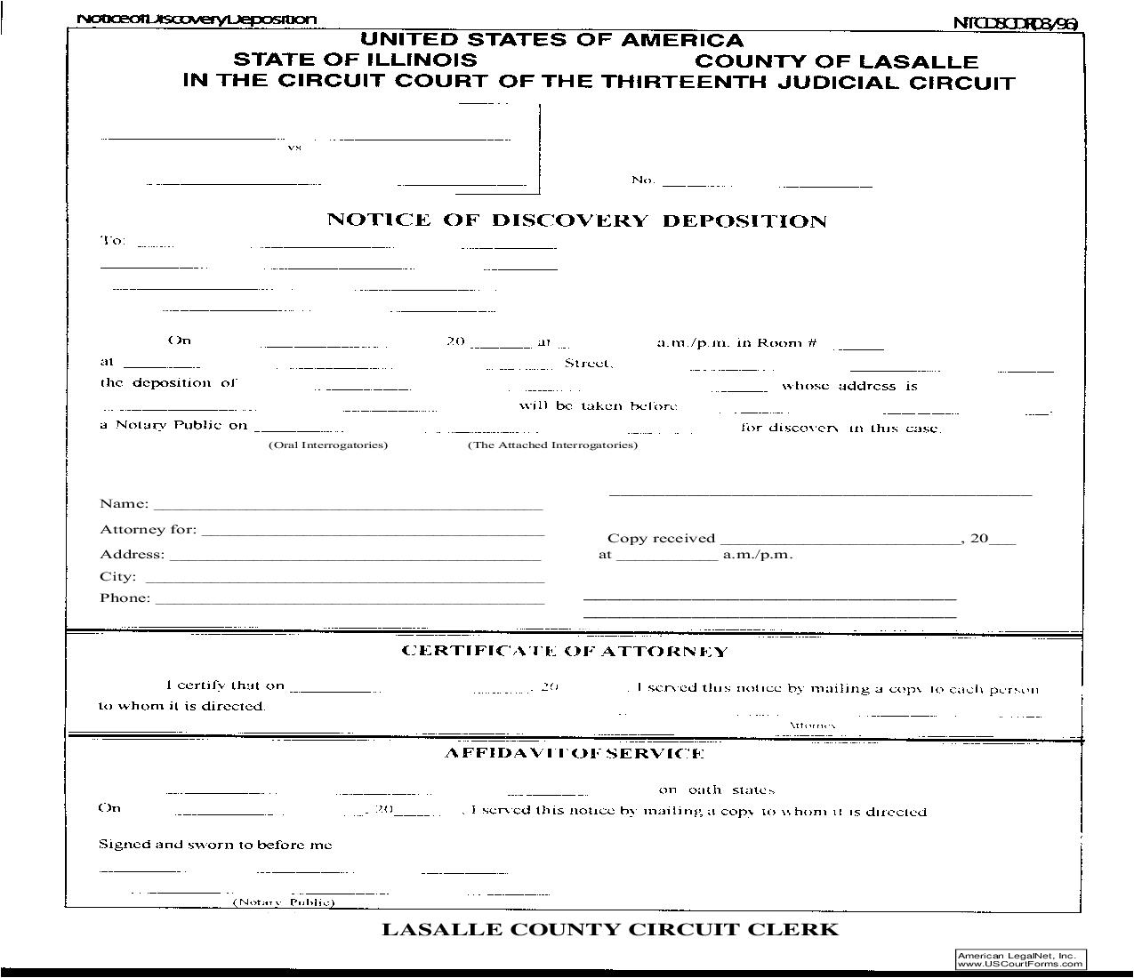 Notice Of Discovery Deposition | Pdf Fpdf Doc Docx | Illinois