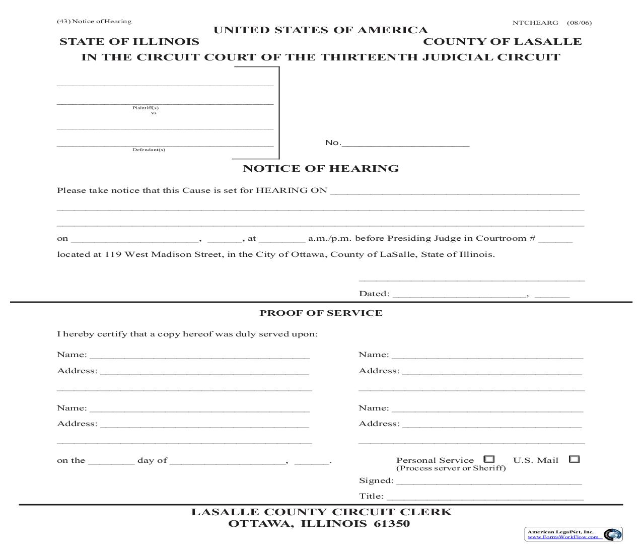 Notice Of Hearing {43} | Pdf Fpdf Doc Docx | Illinois