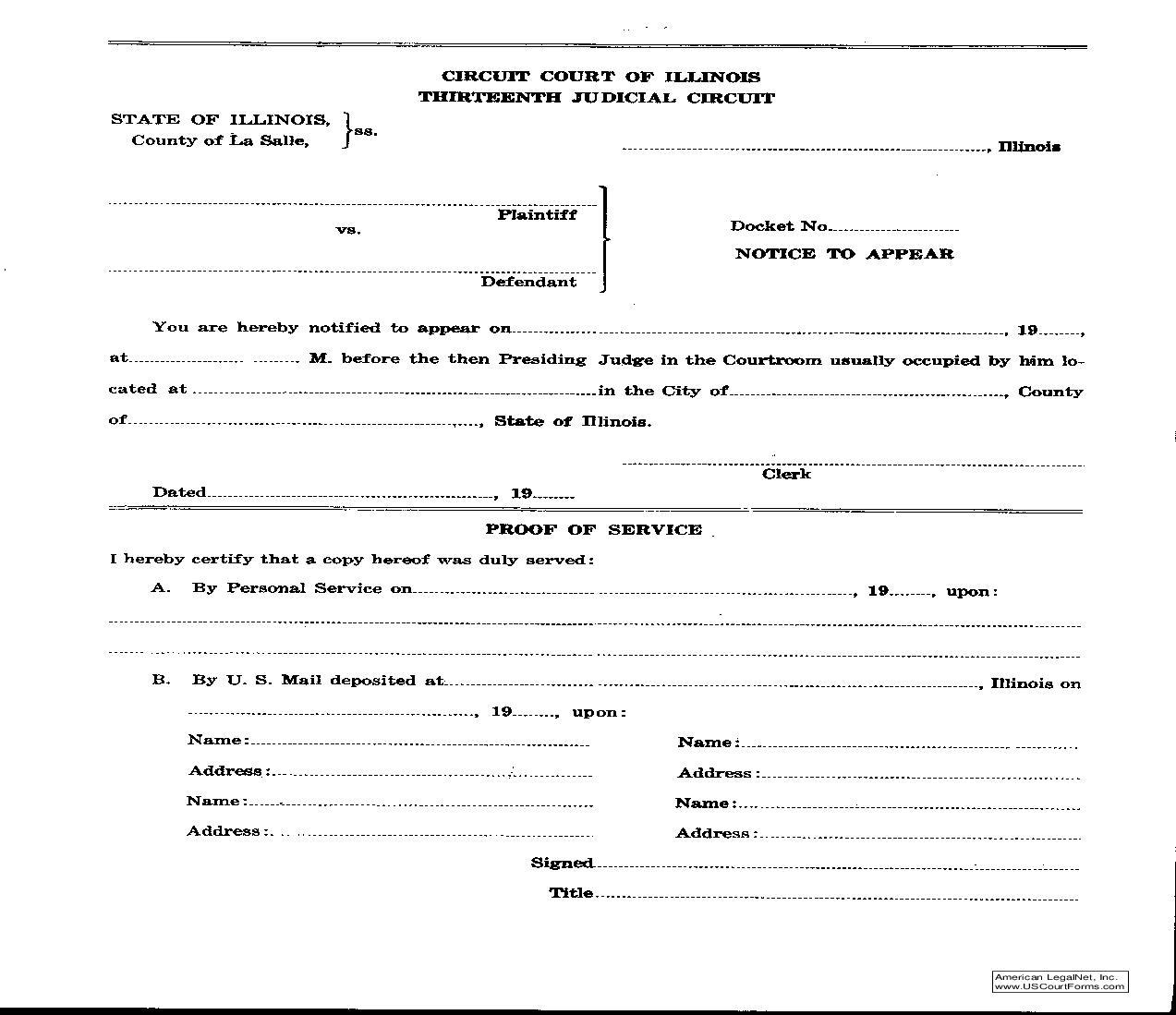 Notice To Appear | Pdf Fpdf Doc Docx | Illinois