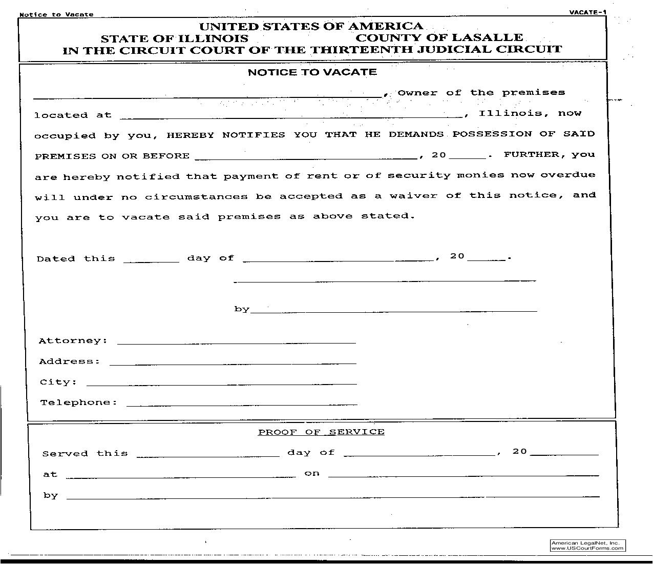 Notice To Vacate | Pdf Fpdf Doc Docx | Illinois