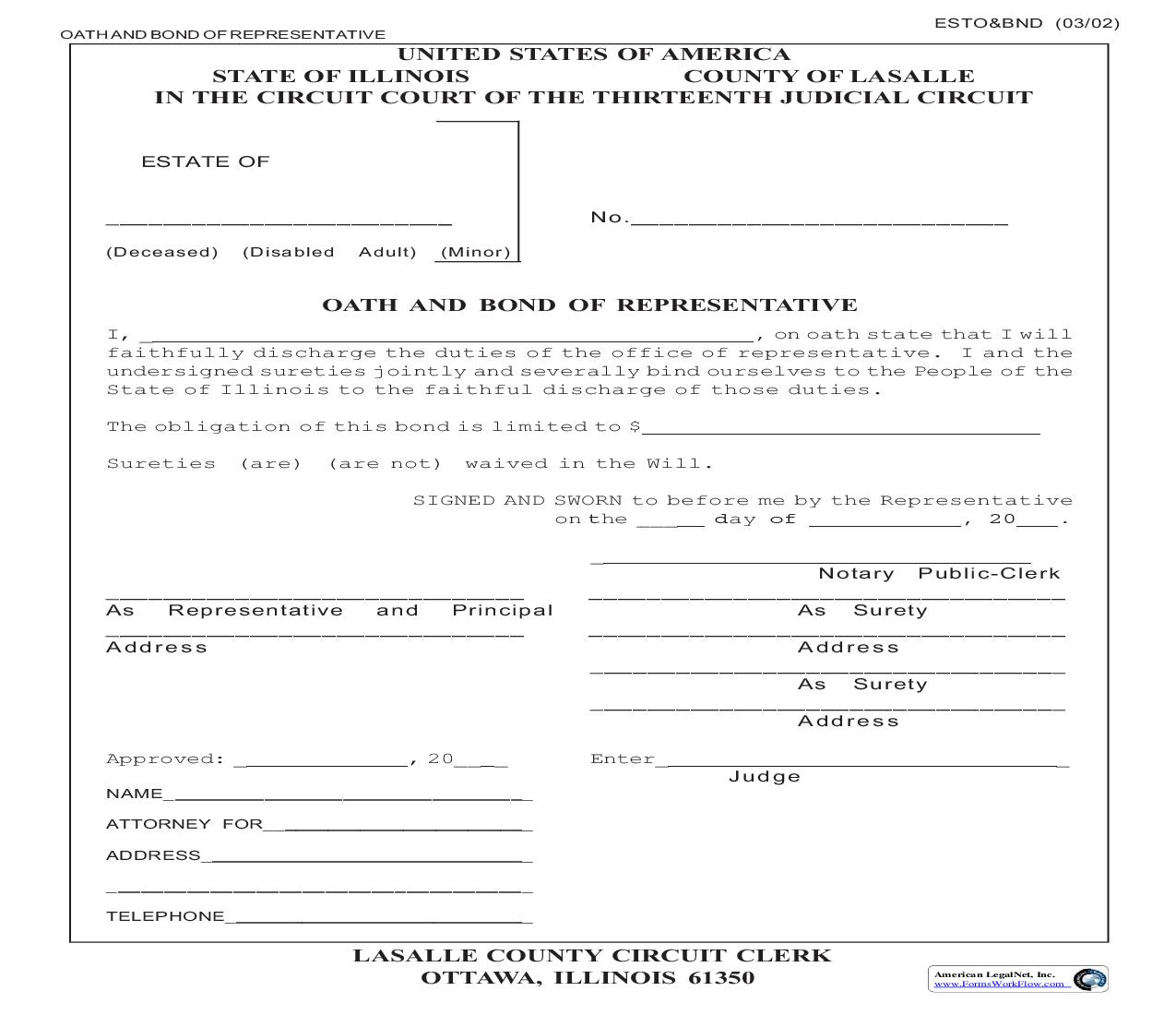 Oath And Bond Of Representative | Pdf Fpdf Doc Docx | Illinois