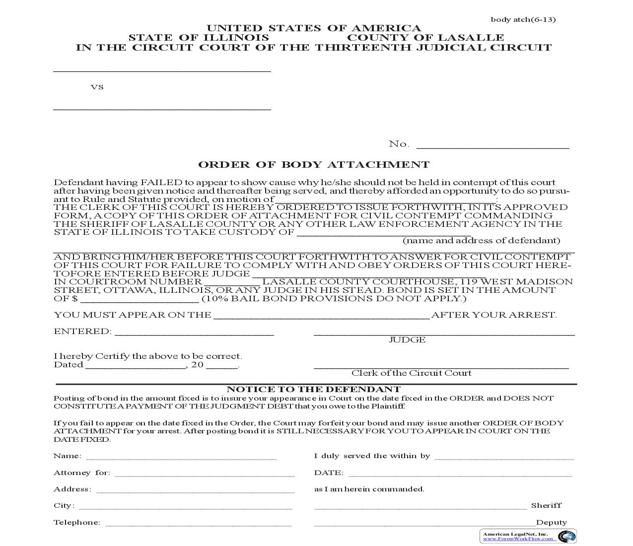 Order Of Body Attachment | Pdf Fpdf Doc Docx | Illinois