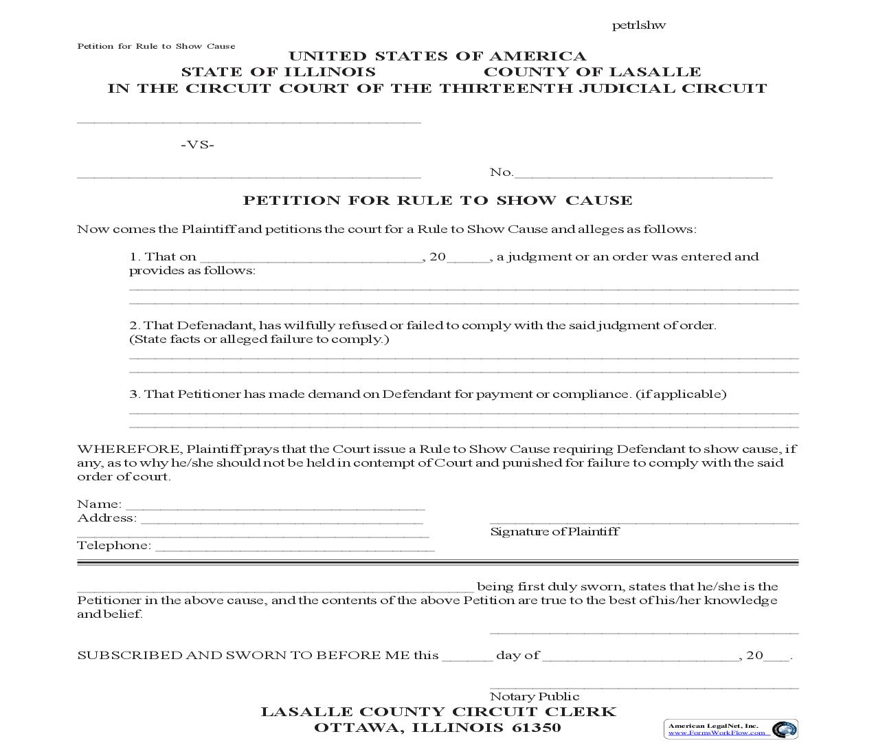 Petition For Rule To Show Cause | Pdf Fpdf Doc Docx | Illinois