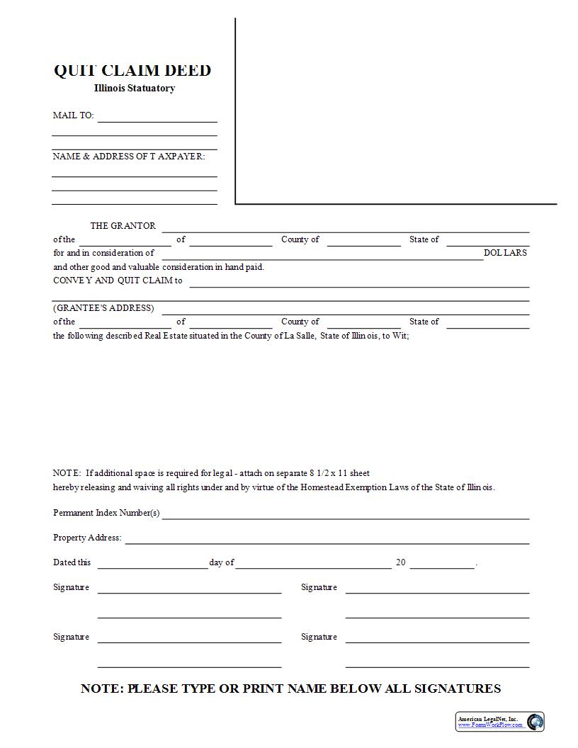 Quit Claim Deed Illinois Statutory | Pdf Fpdf Docx | Illinois