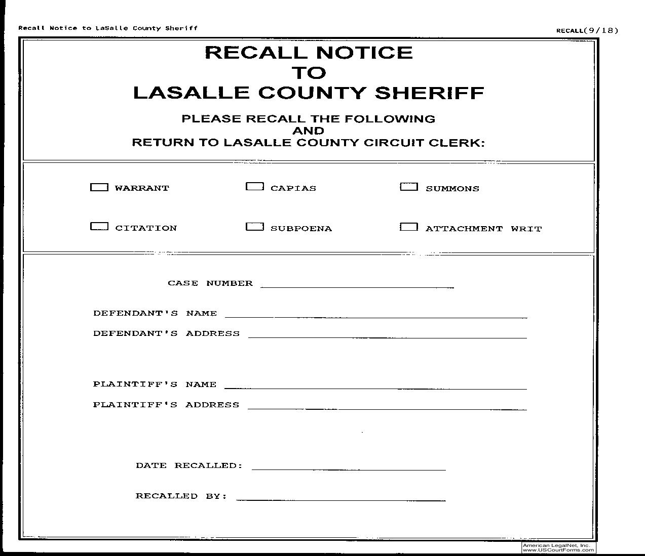 Recall Notice To Lasalle County Sheriff | Pdf Fpdf Doc Docx | Illinois