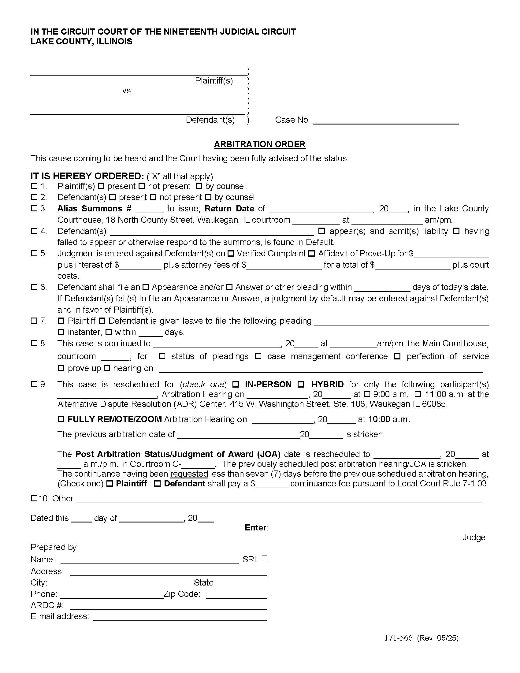 Arbitration Order {171-566} | Pdf Fpdf Docx | Illinois