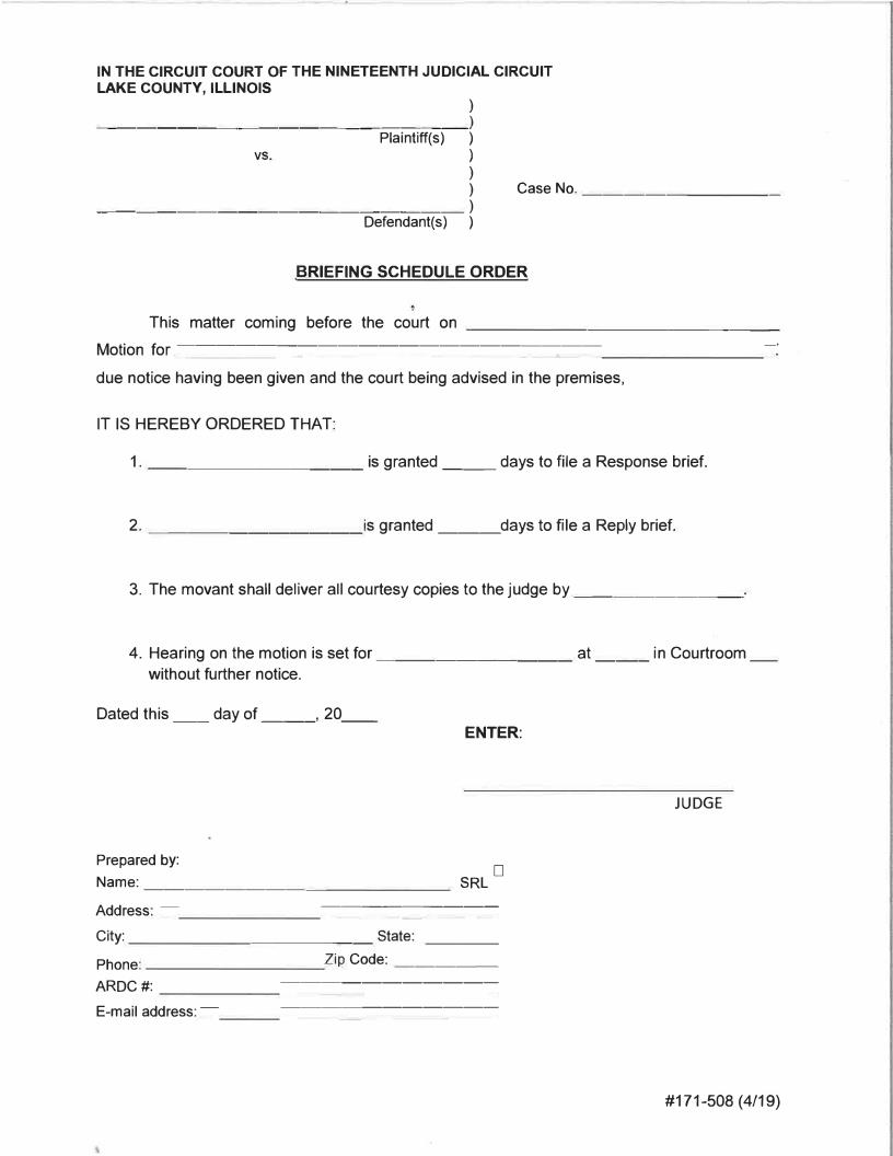 Briefing Schedule Order {171-508} | Pdf Fpdf Docx | Illinois