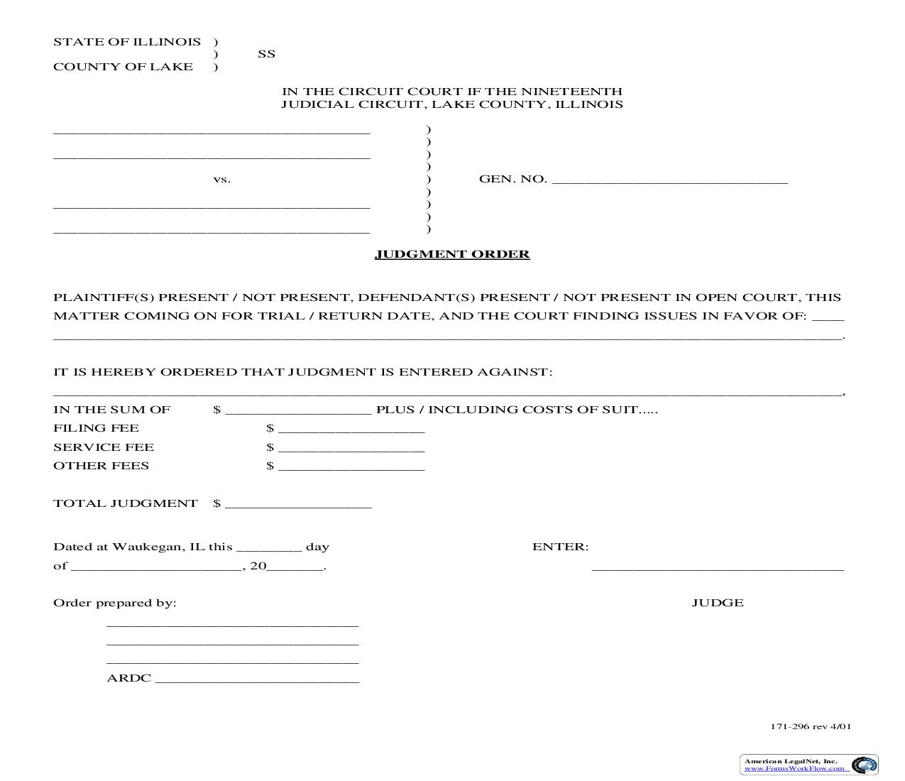 Judgment Order {171-296} | Pdf Fpdf Doc Docx | Illinois