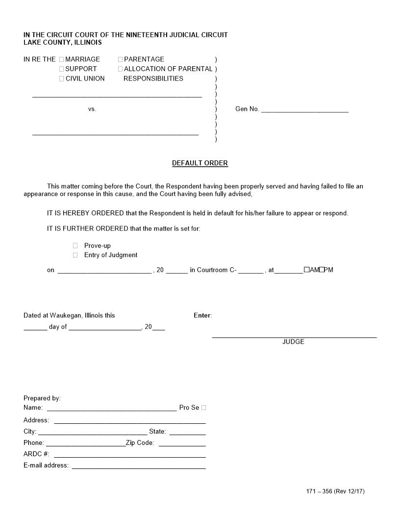 Default Order {171-356} | Pdf Fpdf Docx | Illinois
