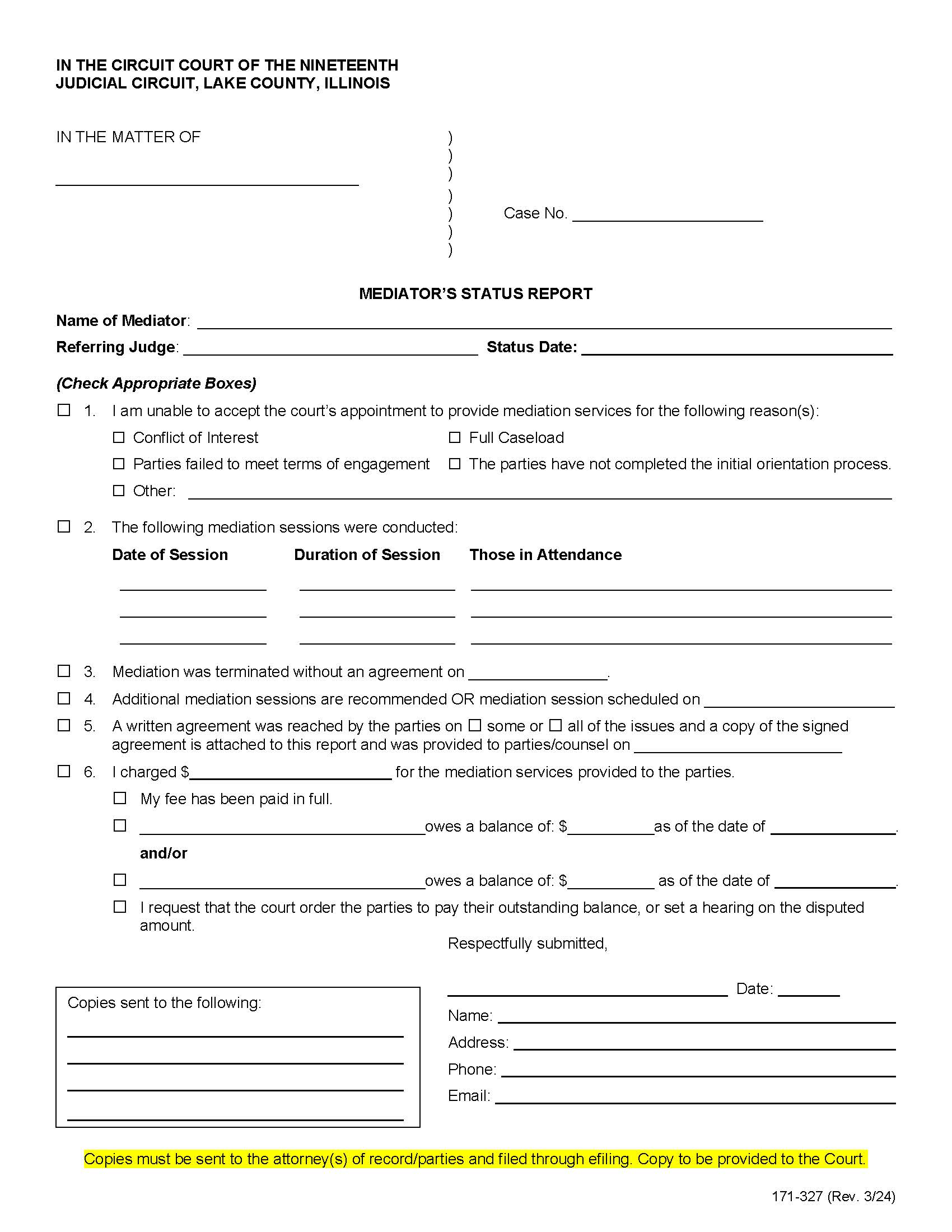 Mediators Status Report {171-327} | Pdf Fpdf Docx | Illinois
