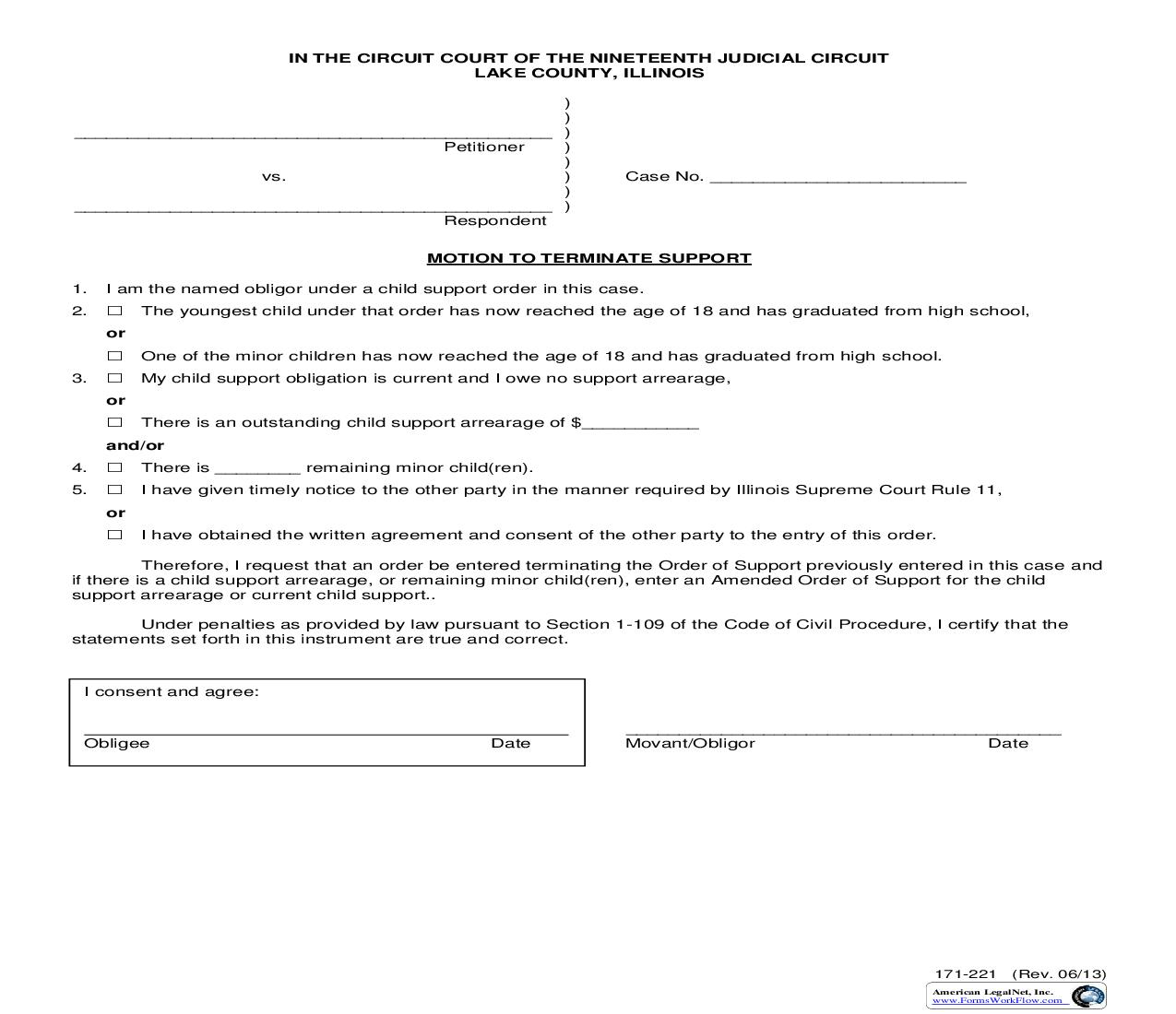 Motion To Terminate Support {171-221} | Pdf Fpdf Doc Docx | Illinois