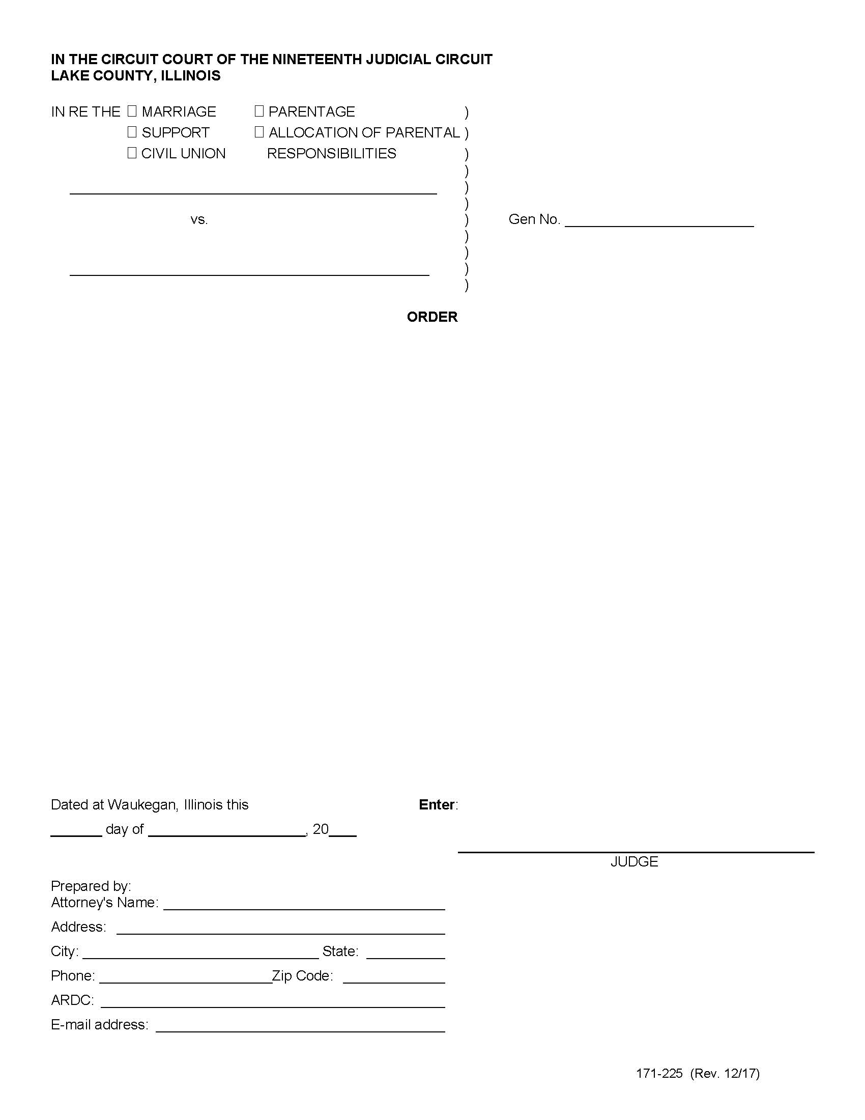 Order (Familiy Division) {171-225} | Pdf Fpdf Doc Docx | Illinois