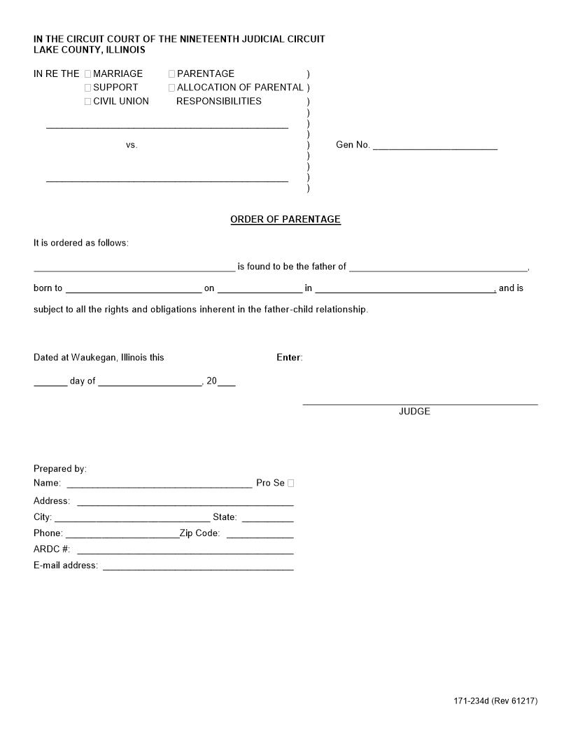 Order Of Parentage {171-234d} | Pdf Fpdf Docx | Illinois