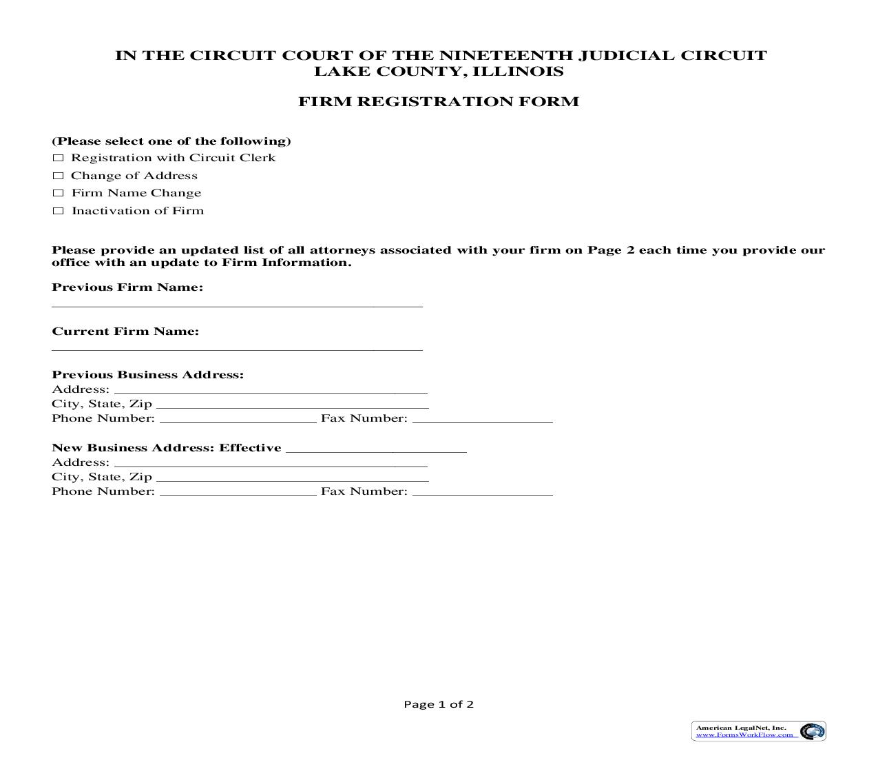 (Law) Firm Registration Form | Pdf Fpdf Doc Docx | Illinois