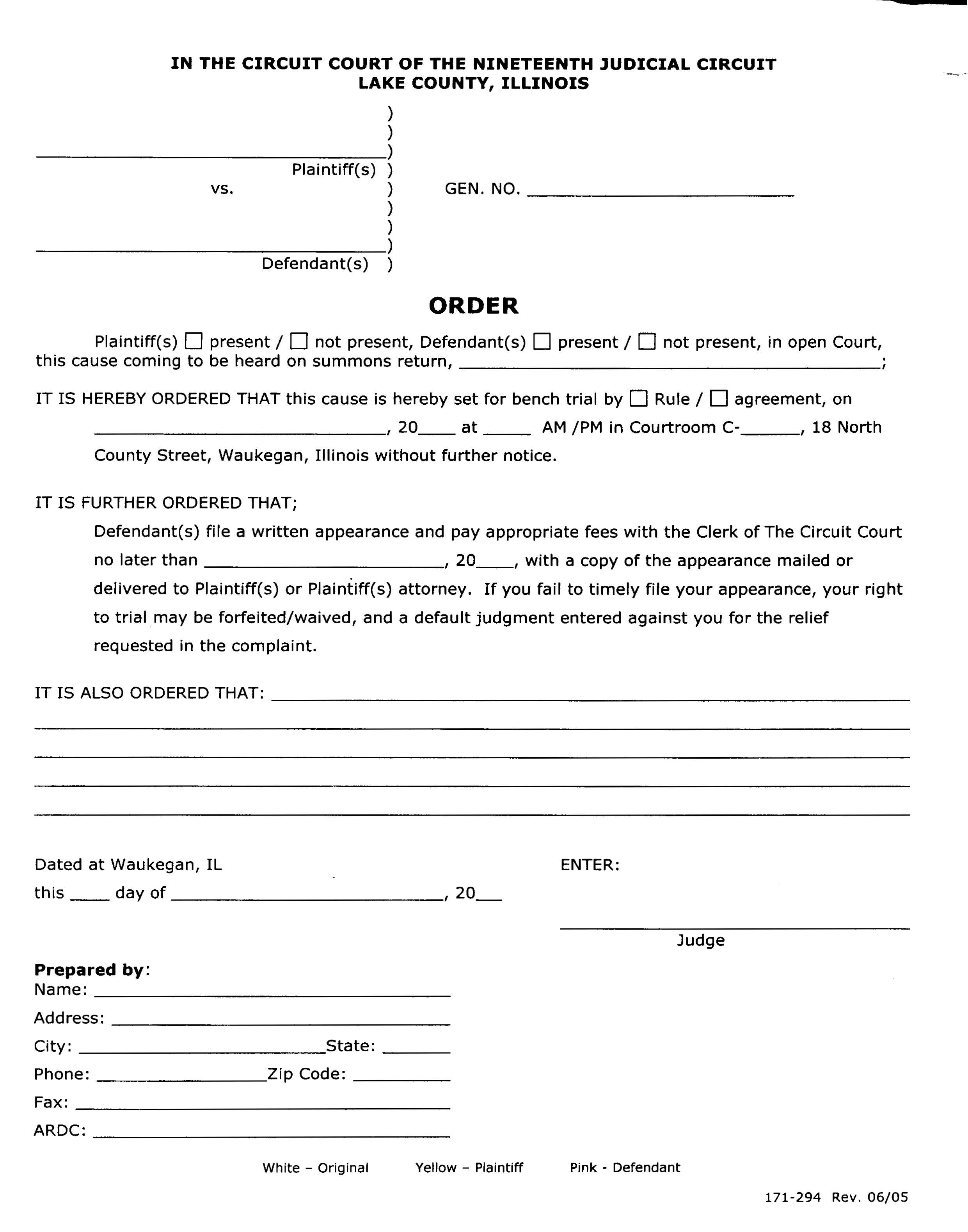 Order (Bench Trial) {171-294} | Pdf Fpdf Docx | Illinois