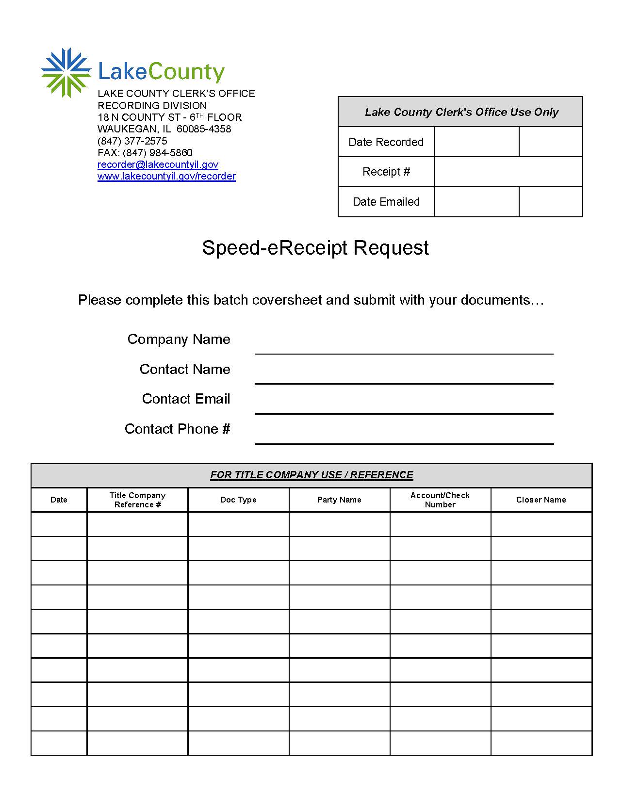 Recorder Speed eReceipt Request | Pdf Fpdf Docx | Illinois