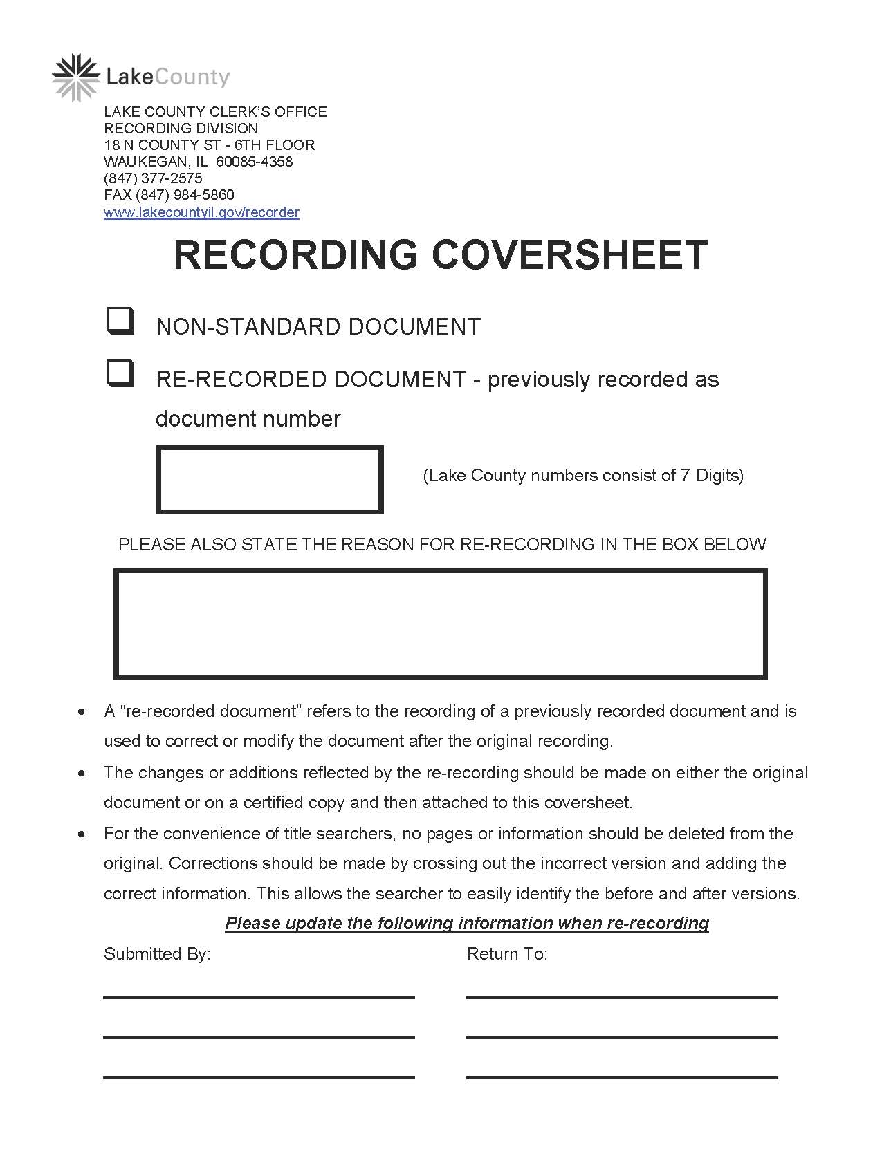Recording Coversheet | Pdf Fpdf Docx | Illinois