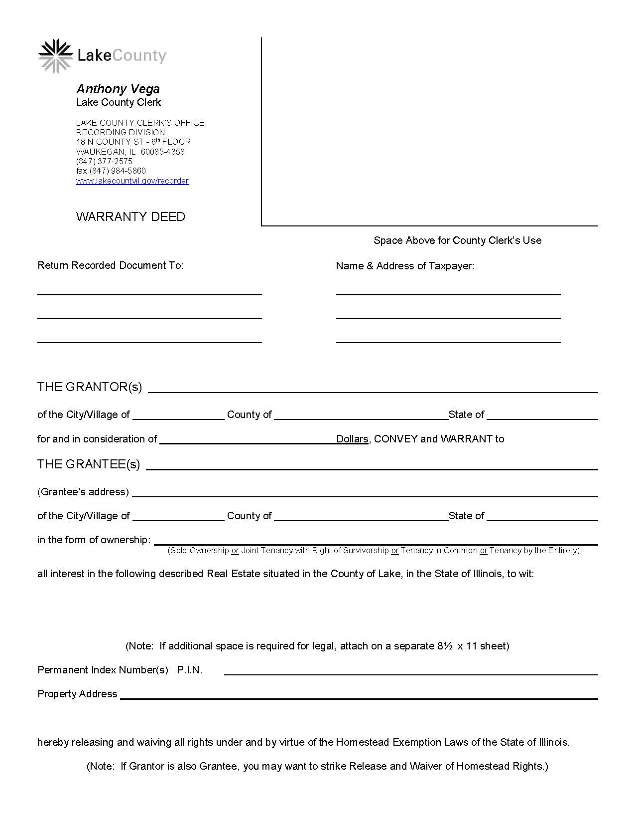 Warranty Deed | Pdf Fpdf Doc Docx | Illinois