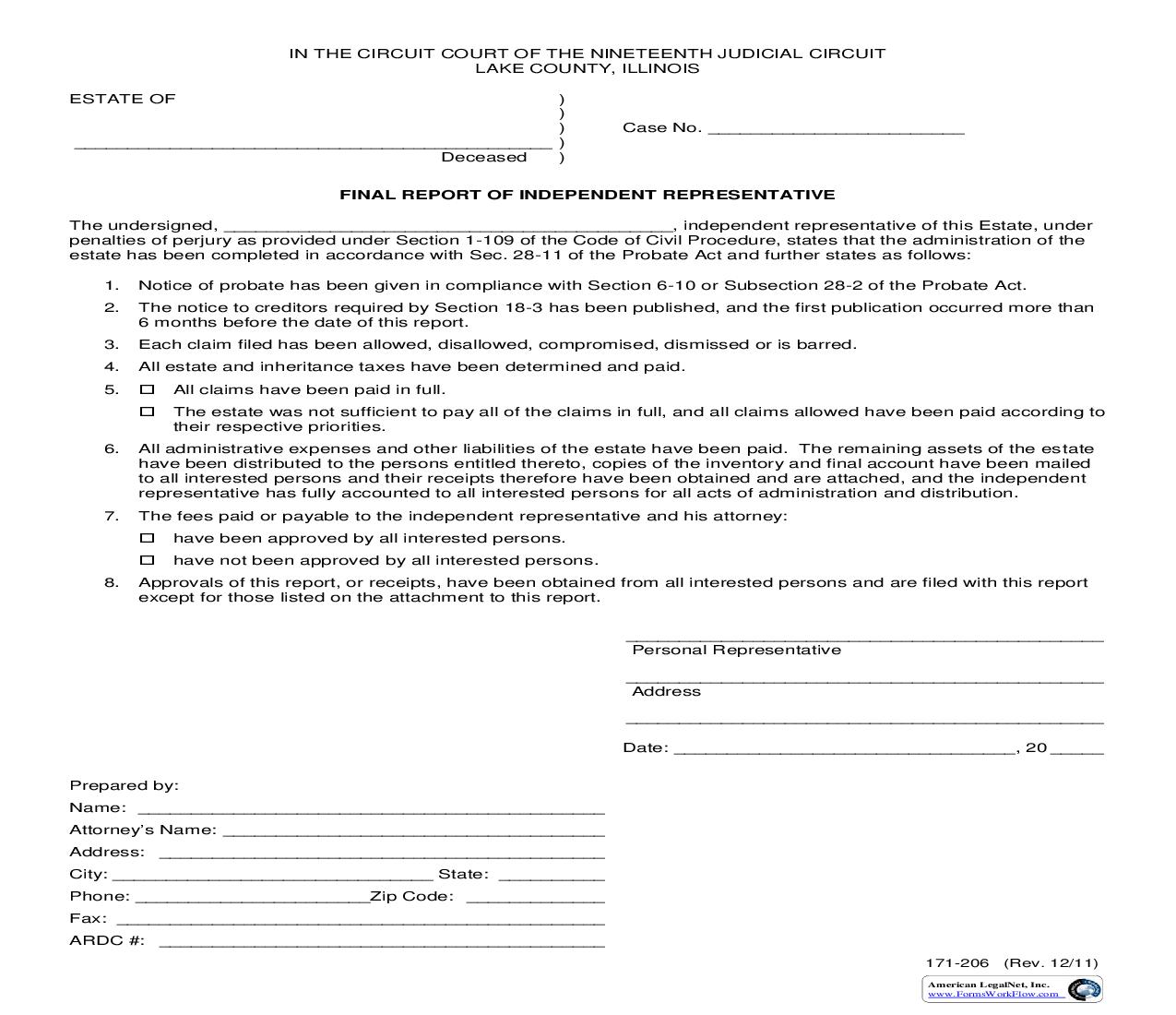 Final Report Of Independent Representative {171-206} | Pdf Fpdf Doc Docx | Illinois