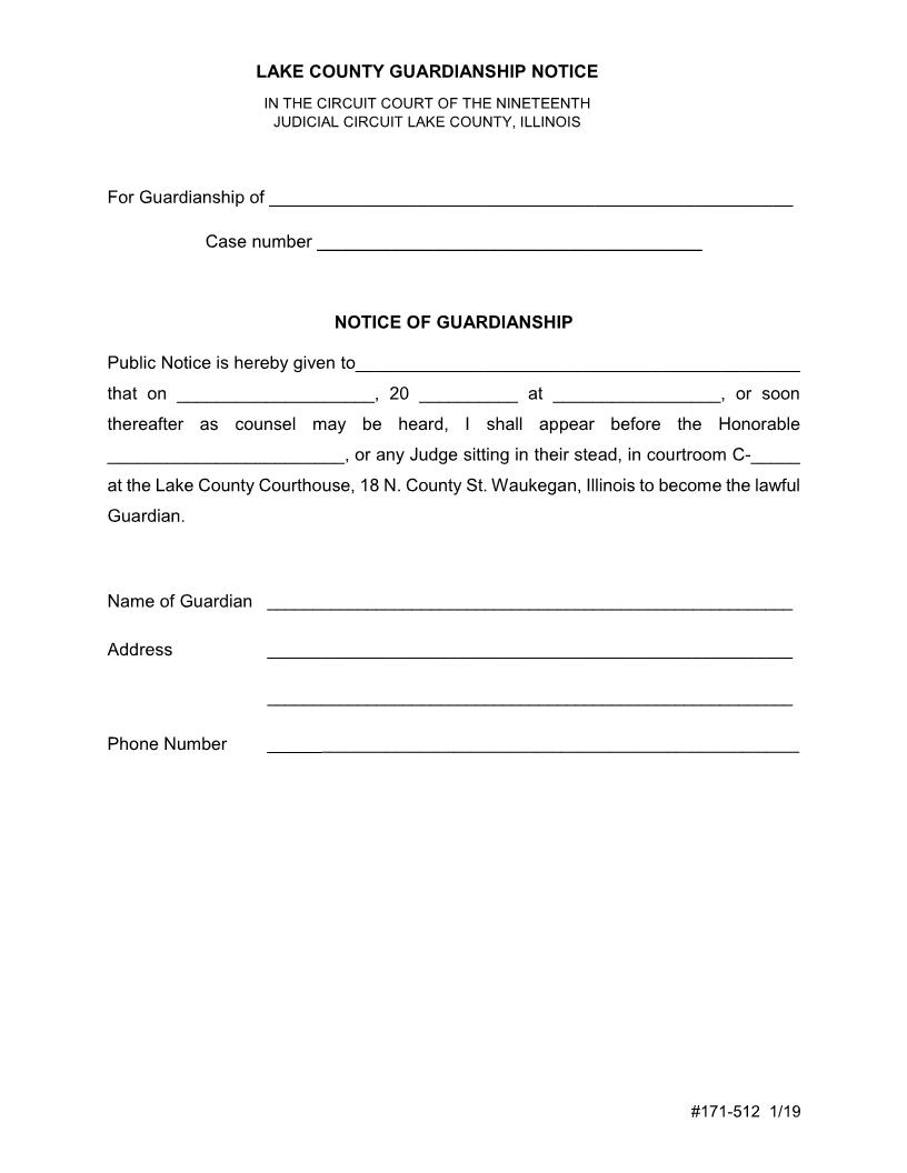 Notice Of Guardianship {171-512} | Pdf Fpdf Docx | Illinois