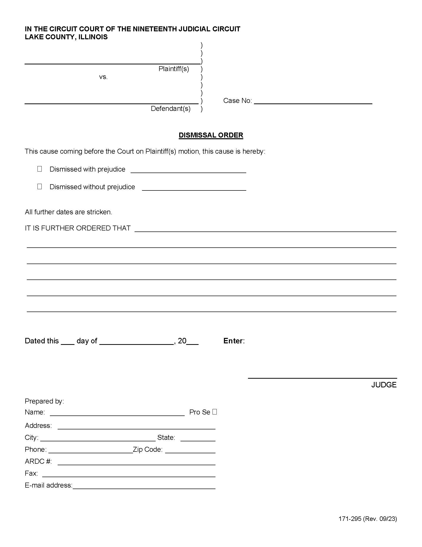 Dismissal Order {171-295} | Pdf Fpdf Docx | Illinois
