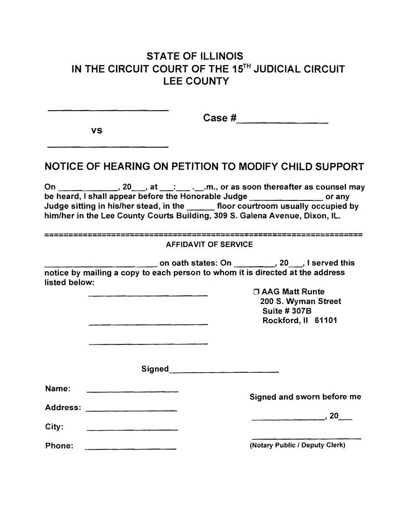 Notice Of Hearing On Petition To Modify Child Support | Pdf Fpdf Docx | Illinois