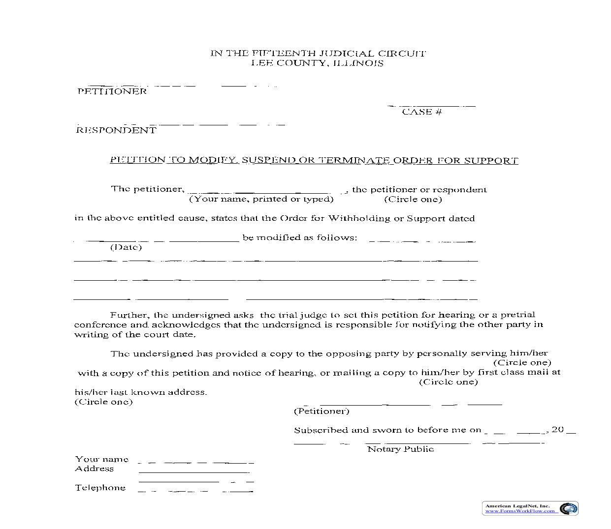 Petition To Modify Suspend Or Terminate Order For Withholding | Pdf Fpdf Doc Docx | Illinois