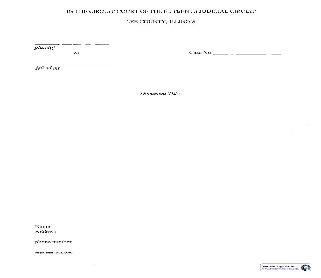 Court Document (Blank) | Pdf Fpdf Doc Docx | Illinois