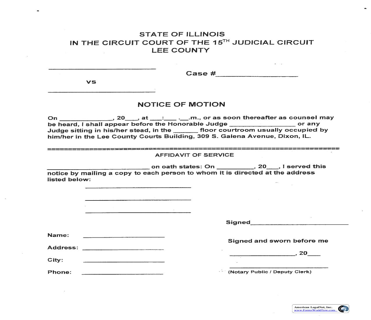 Notice Of Motion | Pdf Fpdf Doc Docx | Illinois