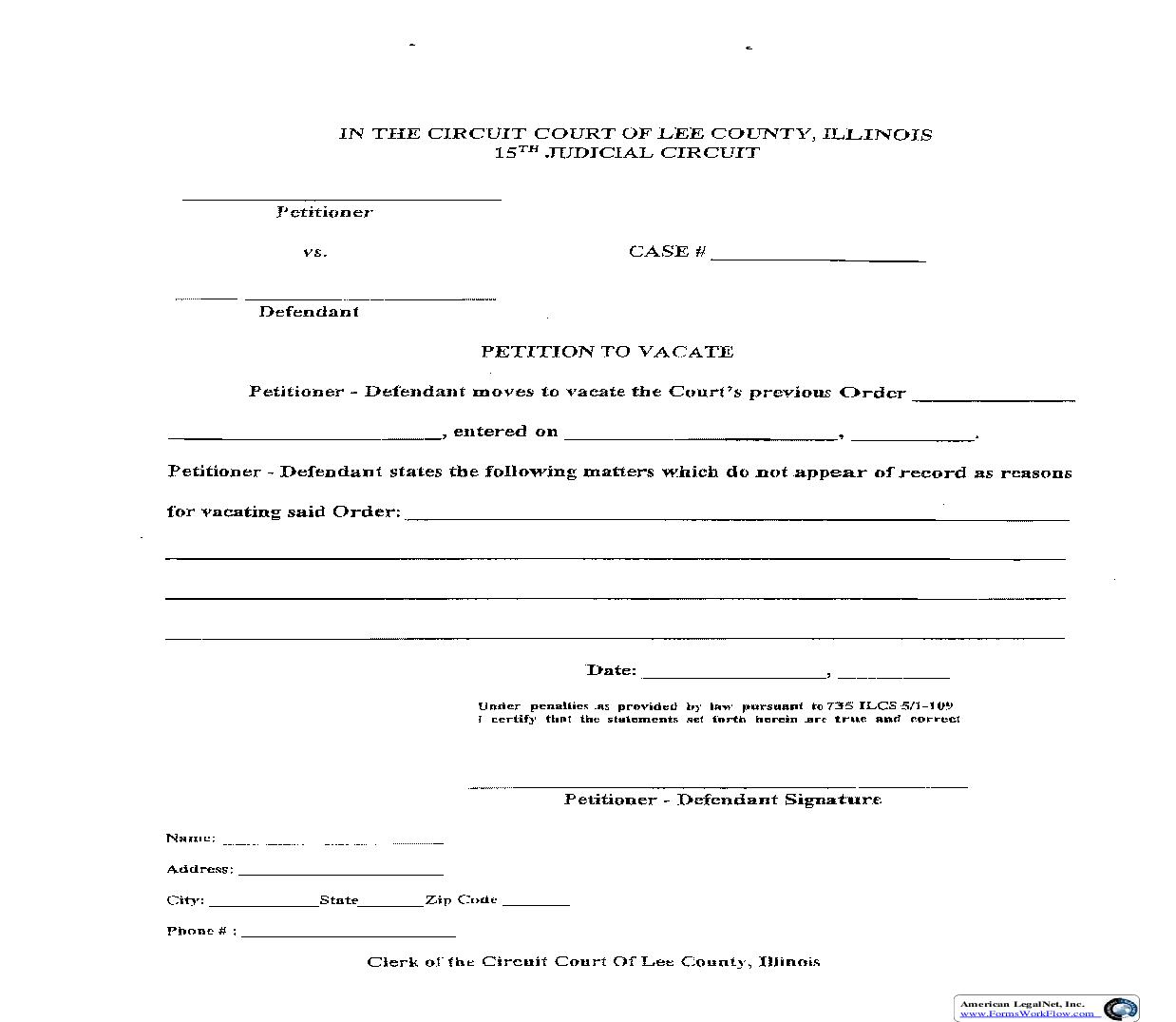 Petition To Vacate | Pdf Fpdf Doc Docx | Illinois