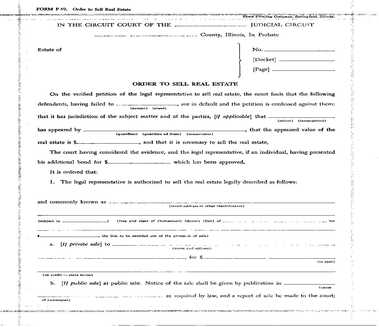 Order To Sell Real Estate {P-59} | Pdf Fpdf Doc Docx | Illinois