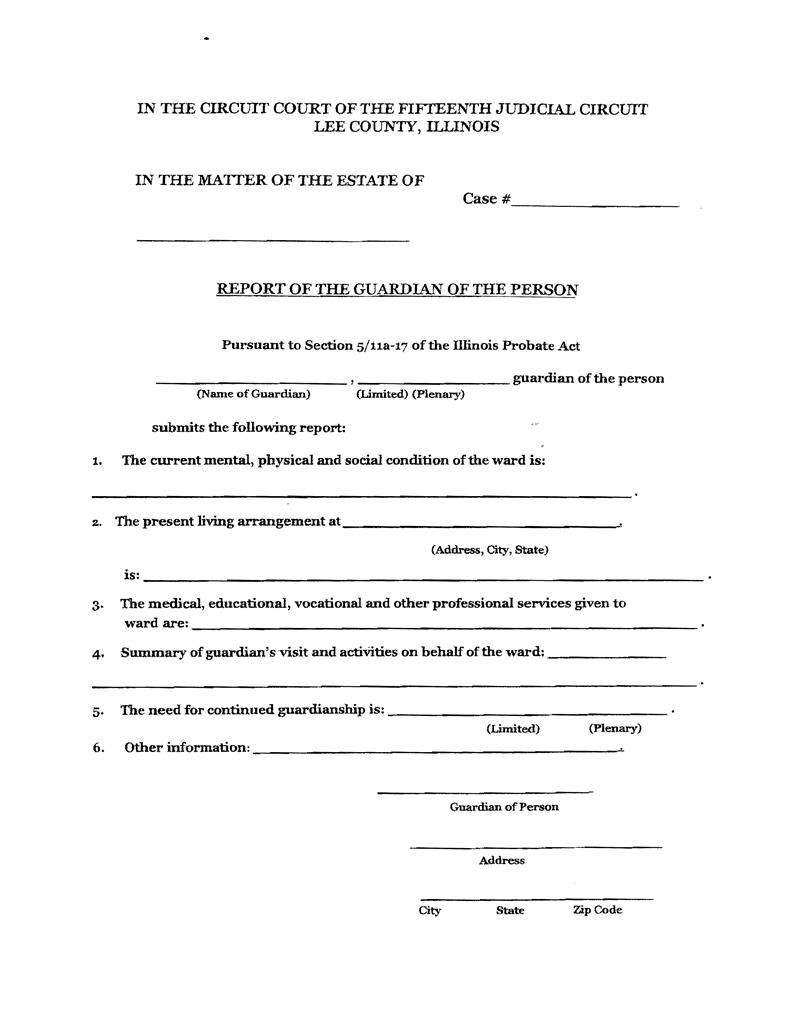 Report of the Guardian of the Person | Pdf Fpdf Docx | Illinois